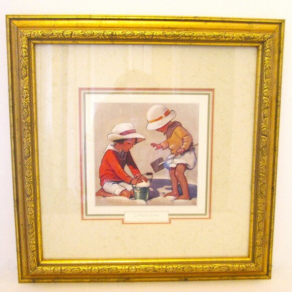 Vintage/Antique Framed in gold children playing "Ambitions," by Willcox Smith - Picture 1 of 9